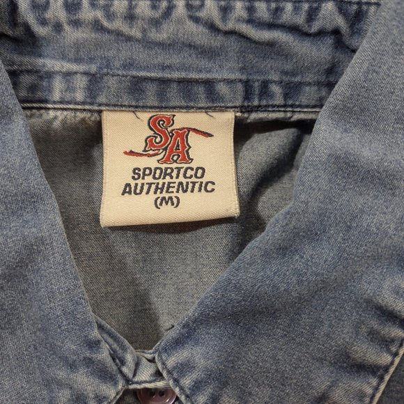 The Pampered Chef Denim Button Up Shirt Women's Medium 3/4 Sleeve Consultant - Picture 5 of 8